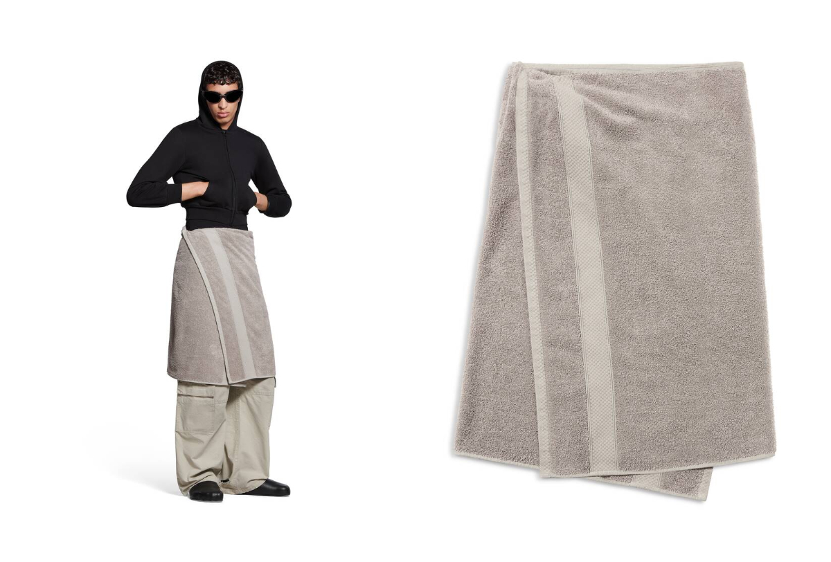 Ce caracteristici are fusta prosop de la Balenciaga, care costă 4200 lei. Cum justifică prețul