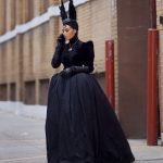 EXCLUSIVE: Kim Kardashian like youâ€™ve never seen her before! The reality star, turned actress has been spotted on set of American Horror Story in NYC, looking completely unrecognizable. Kim transformed into character, wearing a gothic Victorian era dress and a stunning head piece to match. After filming for weeks, this is the first time Kardashian has been seen on the set. She was seen taking a phone call outside of a production studio in NYC in between takes. She showed off her 3 inch long sharp nails, which poked through the gloves of her character. Kardashian herself has had success in reality TV, as a fashion and makeup mogul, and now has begun to take acting seriously, booking one of the biggest shows on TV, with another project coming down the pipeline.

Pictured: Kim Kardashian,Image: 836385127, License: Rights-managed, Restrictions: -FRA, Model Release: no, Pictured: Kim Kardashian, Credit line: Diggzy / SplashNews.com / Splash / Profimedia