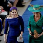 Britain's Princess Beatrice of York (L) and Sarah, Duchess of York  arrive to take their seats inside St George's Chapel ahead of the wedding of Britain's Princess Eugenie of York to Jack Brooksbank at Windsor Castle, in Windsor, on October 12, 2018.,Image: 390851870, License: Rights-managed, Restrictions: , Model Release: no, Credit line: Yui Mok / AFP / Profimedia